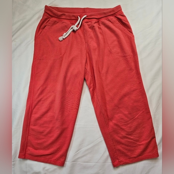 Hanes Womens Coral Pink Athletic Pull On Capri Sweatpants Size Large - Picture 1 of 8